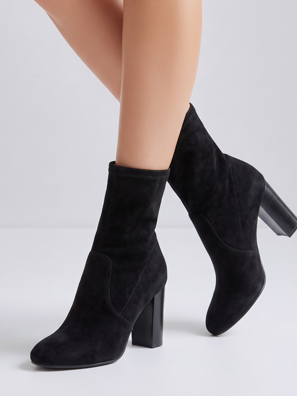 Vince Camuto Black Suede Block Heel Ankle Boots